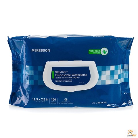 Pre-Moistened & Disposable StayDry Washcloths for Adults | Hypoallergenic Wipes Leaves Skin Soft & Nourished