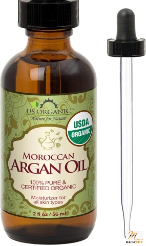 USDA Certified Organic Moroccan Argan Oil - 100% Pure & Natural - Cold Pressed Virgin - 2 Oz Amber Glass Bottle - Hair, Skin, Nail, Cuticle Care