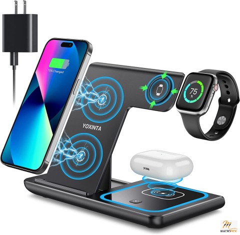 Travel Sized & Foldable 3 in 1 Wireless Charging Station for Apple Smart Devices | Safe & Fast Wireless Charging Station