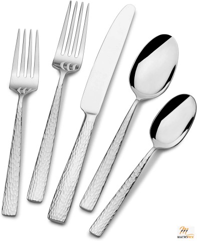 Stainless Steel Made & Dishwasher Safe Flatware Set with Serving Utensils