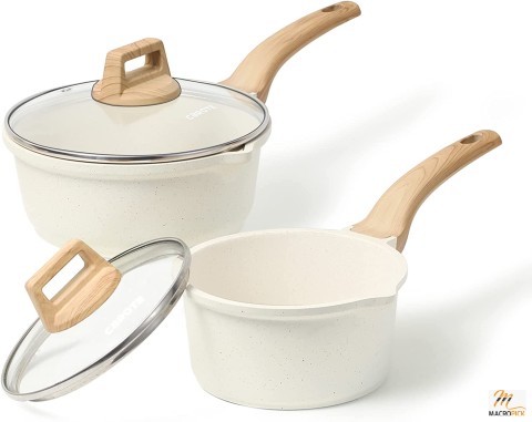 Easy To Clean & Non-Stick Saucepan & Cooking Pot | with Sealed Lids & Wooden Handles