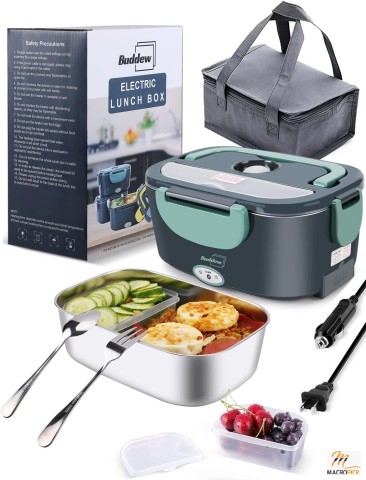 Travel Friendly & Portable Electric Lunch Box 80W Food Heater | Leakproof & Upgraded Food Warmer For Car,Truck etc