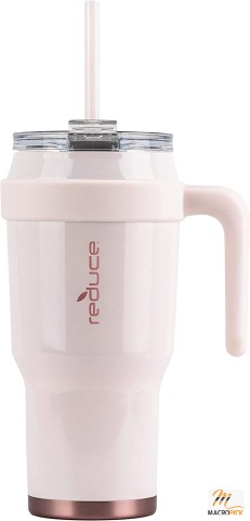 Insulated Stainless Steel & Sweat Proof Tumbler with Handle and Straw | Dishwasher Friendly | Keeps Drinks Cold