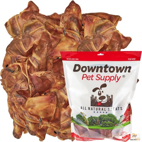 Jumbo Pig Ears Flavorful & Delicious  Dog Dental Treats Healthy Coat & Skin Care,  Protein, Vitamins & Minerals