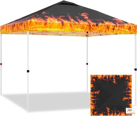 Canopy Tent Instant Outdoor Leg Shelter with Adjustable Height sun protective and water resistance, (Flame)