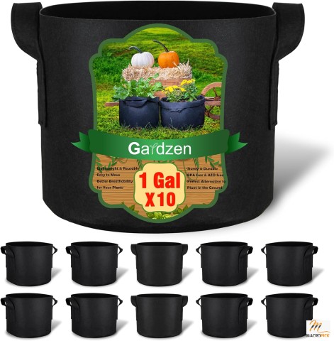 10 Pack Excellent Drainage Grow Bags, Aeration Fabric Pots with Handles Premium Quality Material