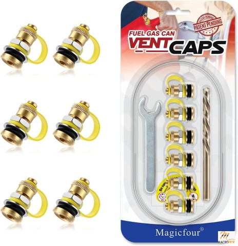 6-Pack Fuel Gas Can Vent Caps for Faster Flow - Replacement Vent Plugs for Gas, Water, and Fuel Tanks