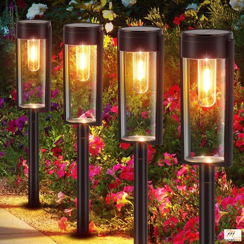 Energy Saving  Solar Powered Pathway Lights Outdoor, Waterproof Auto On/Off - & High Quality & Convenient Installation  & Great Gift