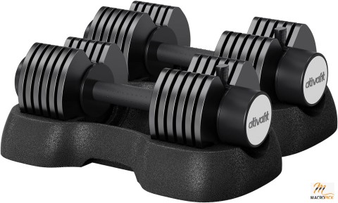 Adjustable Dumbbell Set: 27.5/44/66/88lbs with Anti-Slip Handle, Quick Dial Adjustment, Safety Locking, Space-Saving for Full Body Workout