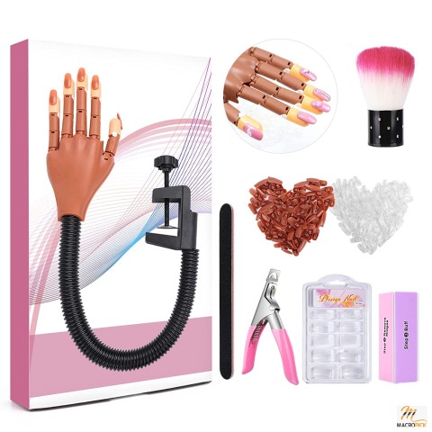 False Movable Mannequin Hand with Nail Tips and Other Necessary Accessories for Nail Makeup Practice