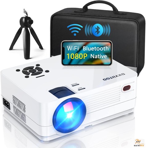 WiFi 1080P Projector, Bluetooth, Full HD Outdoor Movie, 300" Display, 4K Home Theater, iOS/Android/PC/XBox/PS4/TV Stick/HDMI/USB