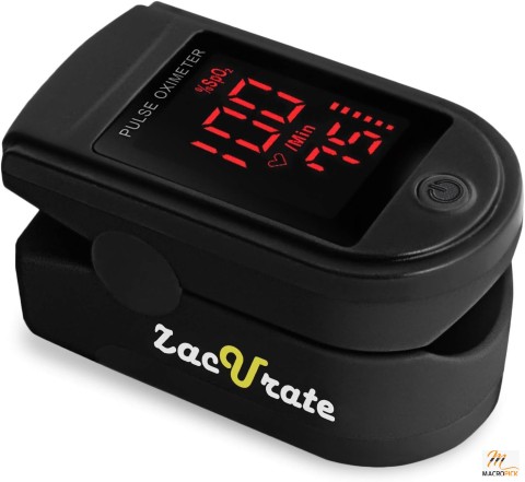 Zacurate Pro Series 500DL Pulse Oximeter with Silicone Cover, Batteries, Lanyard - Blood Oxygen Saturation Monitor (Royal Black)