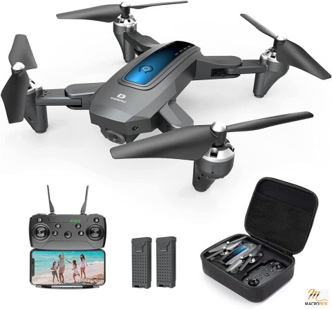 Black Colored Remote-Control Drone with 2 Batteries,2K HD FPV Live Video Camera and Carry Case for Kids & Adults