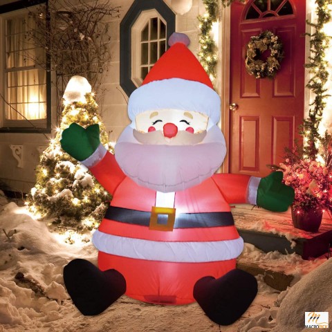 5 FT Christmas Inflatable Outdoor Sitting Santa Claus - Blow Up Yard Decoration