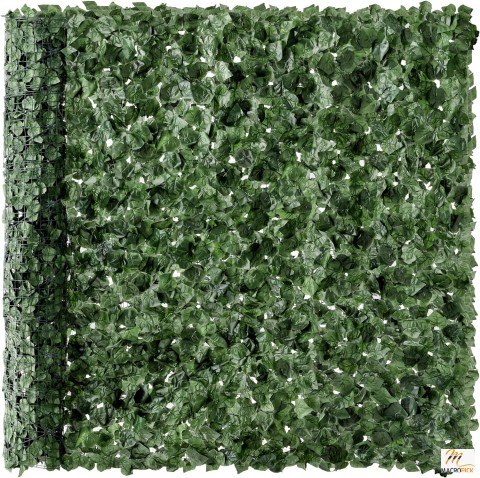 Artificial Faux Ivy Hedge Wall Screen: 96x72-inch Privacy Fence for Outdoor Gardens - Green