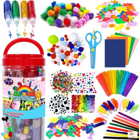 Super Colorful and Fun - All In One Art and Craft Jar for Children - Best For School Projects And Room Decoration
