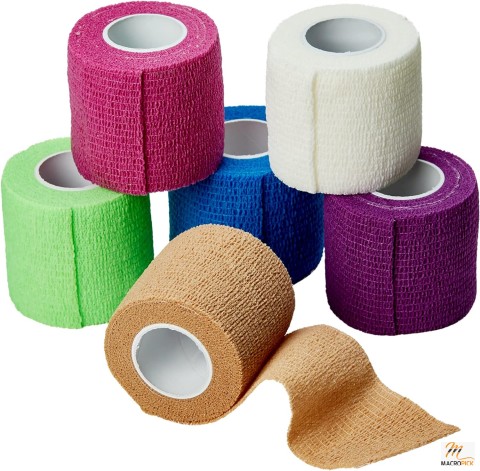 6-Pack Rainbow Self-Adherent Cohesive Wrap Bandages: 2 Inches X 5 Yards