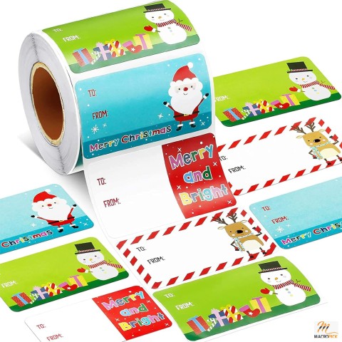 500-Piece Christmas Tags: Santa Claus Stickers, Self-Adhesive Holiday Decor for Christmas Festival, Birthday, Wedding (Classic Style, 2.95 x 1.6 Inch)
