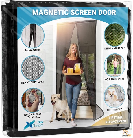 Self-Closing Magnetic Screen Door: Easy Install, Pet-Friendly Walk Through, Mesh Keeps Bugs Out (38"x82")