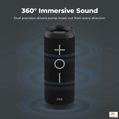 Tribit StormBox Bluetooth Speaker: 24W Portable, 360° Full Surround Sound, Enhanced Bass, Wireless Dual Pairing, IPX7 Waterproof, 20-Hour Playtime, 66ft Bluetooth Range - Outdoor Speaker