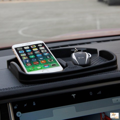 Anti-Slip Car Dash Grip Pad: Secure Holder for Cell Phone, Keychains, Sunglasses - Black