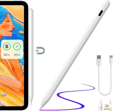 Wireless Charging Apple Pencil 2nd Gen: Stylus Pen with Palm Rejection for Apple iPad Series - Compatible with Various Models