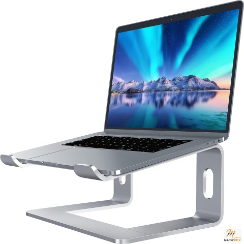 Aluminum Laptop Stand: Ergonomic Riser for Desk, Compatible with 10 to 15.6 Inch Notebooks - Silver