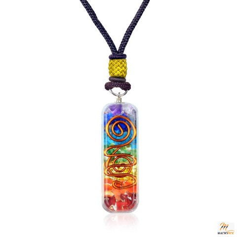 Adjustable Cord Chakra Healing Pendant: 7 Stones Necklace for Energy Protection, Spiritual Healing