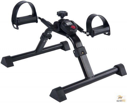 Vaunn Medical Under Desk Bike Pedal Exerciser with Electronic Display: Legs and Arms Workout (Fully Assembled Folding Exercise Pedaler, no Tools Required), Dark