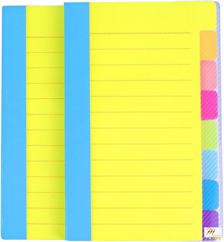 2-Pack Office Supplies Divider Sticky Notes Tabs: Tabbed Self-Stick Lined Note Pad, 4 x 6 Inches, 64 Ruled Notes per Pack