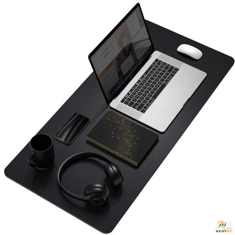 Waterproof Desk Mat: Large Leather Mouse Pad for Keyboard and Mouse, Dual-Sided Desk Pad for Office and Home - Dark Grey, 31.5" x 15.7