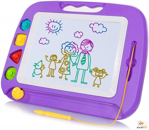 Large Magnetic Drawing Board Toy for Kids: Doodle, Write, Paint, Sketch Pad - Purple