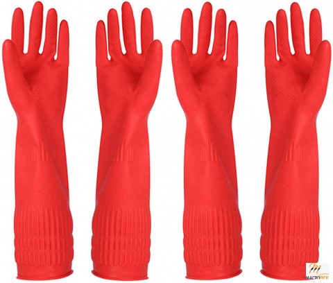 Rubber Cleaning Gloves Kitchen Dishwashing Glove 2-Pairs And Cleaning Cloth 2-Pack,Waterproof Reuseable. (Small)