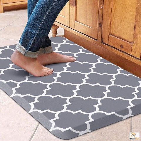 Ergonomic Anti-Fatigue Kitchen Mat: Cushioned, Non-Slip, Waterproof, 17.3"x28", for Home, Office, Sink, Laundry - Grey