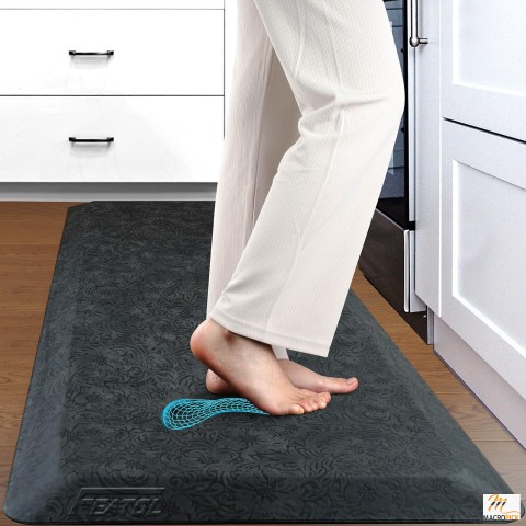 Thick Anti-Fatigue Comfort Mat for Kitchen, Office, and Garage - Non-Slip Bottom - Relieves Foot, Knee, and Back Pain - 20x32 inch