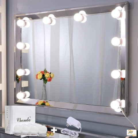 LED Vanity Mirror Lights with Dimmer, Hollywood Style Makeup Lighting Kit, Stick-On Mirror Lights (Mirror Not Included)