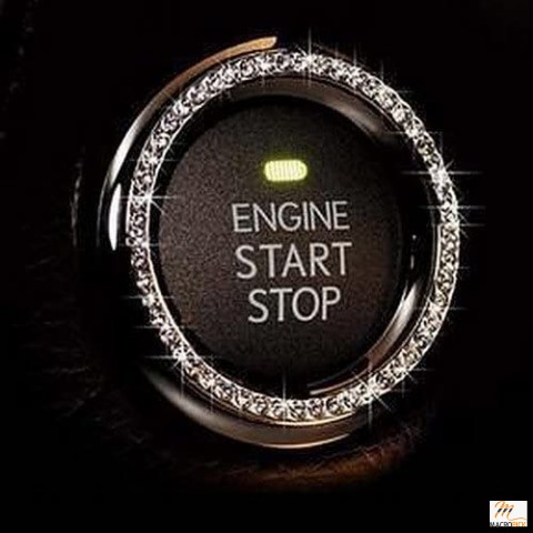 Car Button Decor Accessories - Key Ignition Starter and Knob Ring - Interior Glam Car Decor Accessory