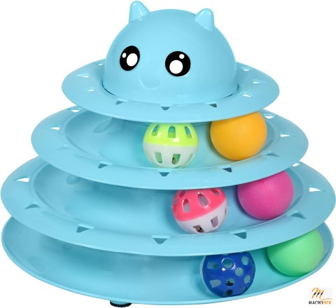 Interactive Cat Toy Roller - 3-Level Turntable with Six Colorful Balls for Mental and Physical Exercise - Kitten Fun Puzzle Toy
