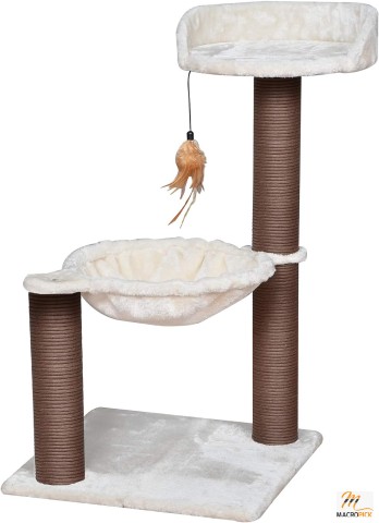 Catry Cat Tree with Feather Toy: Cozy Design for Kittens to Lounge, Play, and Scratch - Irresistible Relaxation and Fun
