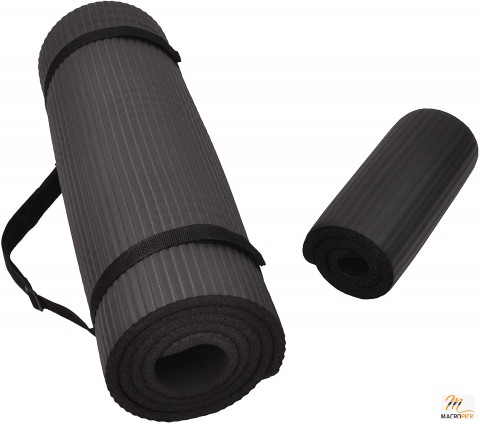 Extra Thick Yoga Mat & Knee Pad Set with Strap, Anti-Tear, Optional Blocks, Signature Fitness All Purpose 1/2-Inch