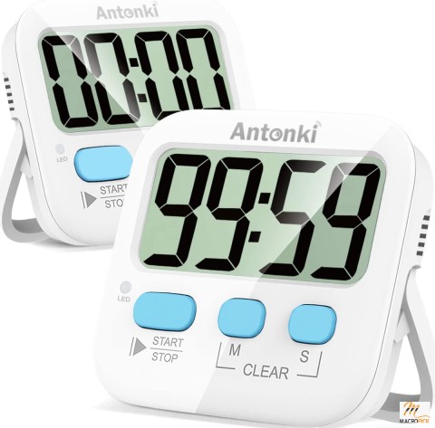 2 Pack Digital Timer For kids, Cooking | Simple to Operate, Classic White, 2 Pack