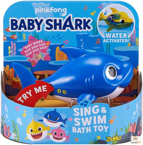 Baby Shark Battery-Powered Sing and Swim Bath Toy by ZURU - Daddy Shark (Blue) (Custom Packaging)