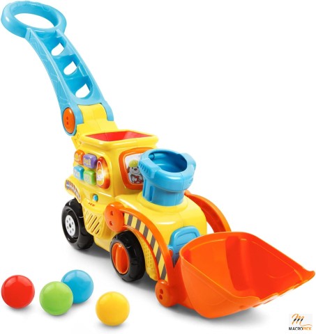 VTech Pop-a-Balls Push & Pop Bulldozer - Interactive Yellow Toy for Kids