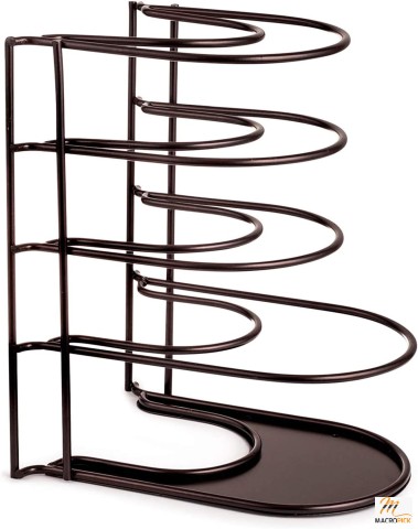Bronze Heavy Duty Pan Rack Organizer - 5-Tier Kitchen Storage for Cast Iron Skillets, Pans, Griddles - Holds 50 lbs