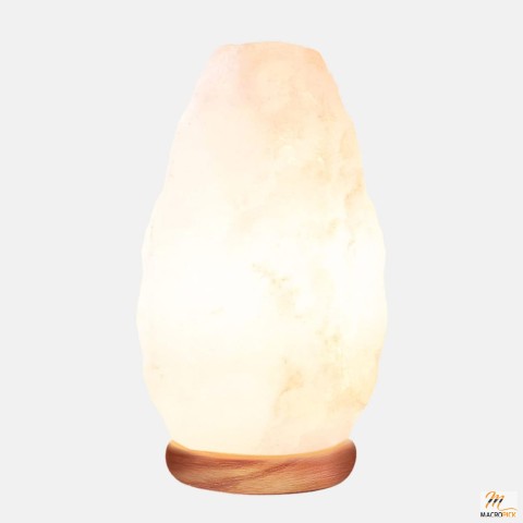 Himalayan Glow White Salt Crystal Lamp, Natural Night Light, Handcrafted with Neem Wooden Base, Dimmer Switch, ETL Certified | 5-7 lbs