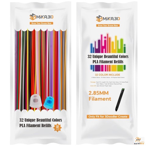 32-Color 3D Pen Kit: 2.85mm PLA Filament Refills - 160pcs, 48m Total - for 3Doodler Create & Similar Pens