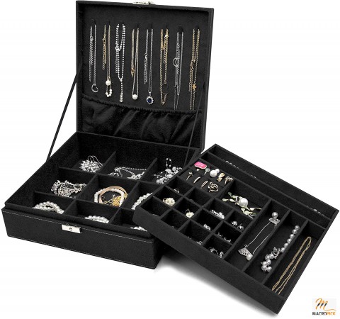 Two Layer Stackable Jewelry Organizer Box For Women - Necklaces & Bracelets Organizer Jewelry Box