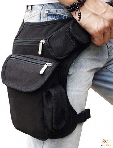 Canvas Outdoor Travel Waist Pack Thigh Bag, Tactical Multi-Pocket Drop Leg Bag for Men Women, Military Motorcycle Bike, Black