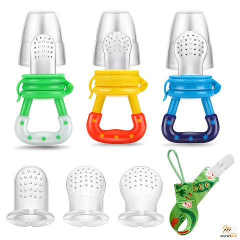 Baby Fresh Fruit Feeder Pacifier (3 Pack) | Training Teether Toy | BPA-Free Silicone Pouches | Safe for Infants & Toddlers
