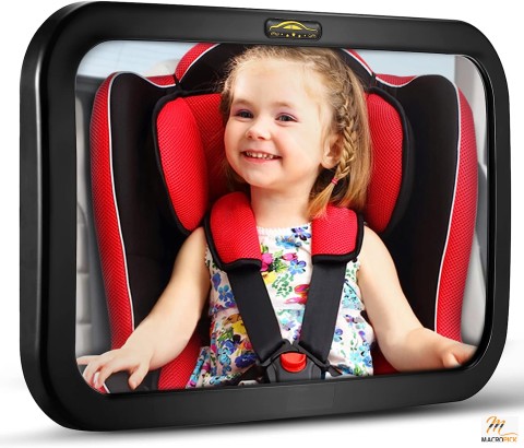 Baby Car Mirror by DARVIQS: Safely Monitor Infant in Rear Facing Seat, Wide View, Shatterproof, Adjustable Acrylic 360° - Crash Tested and Certified for Safety
